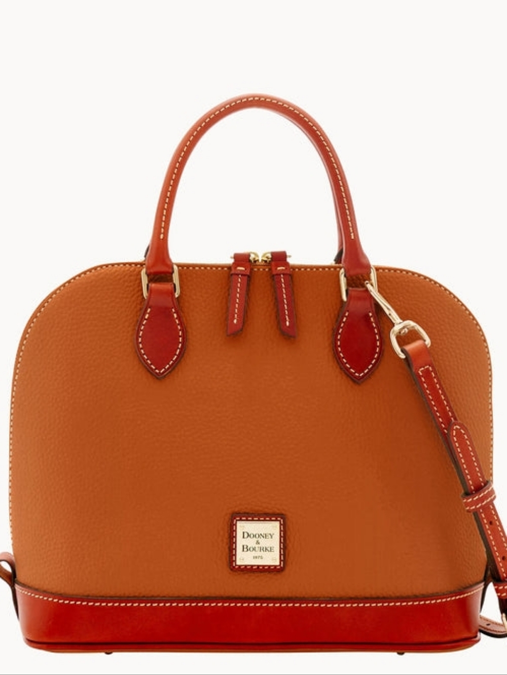 Dooney & Bourke Zip Zip Leather Dome Satchel - Cognac